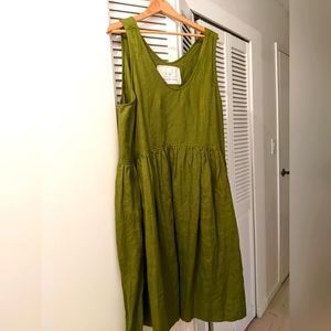 Not perfect linen smock dress (moss green)
